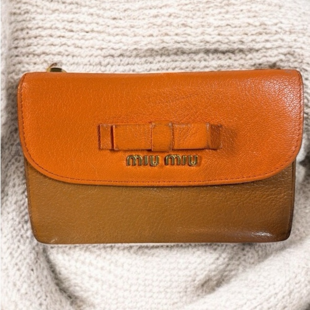 Miu Miu Madras Colorblock Bifold Leather Wallet with COA